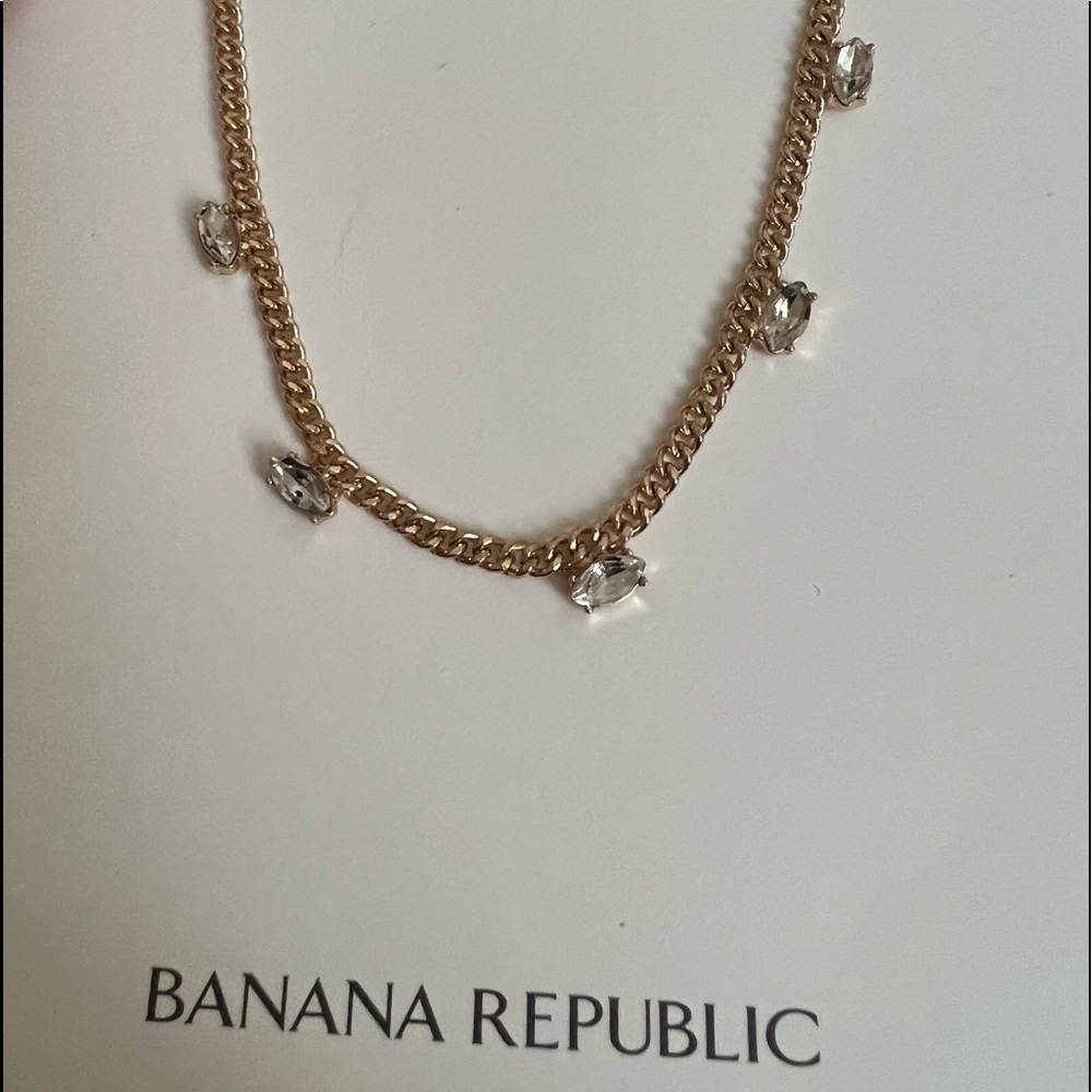 Banana Republic gold and rhinestone necklace - Picture 2 of 4